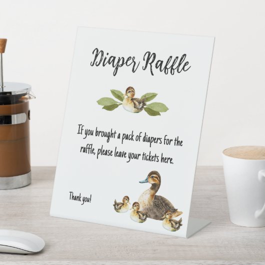 Diaper Raffle Duck Baby Shower Sign 台座サイン (インサイチュ)