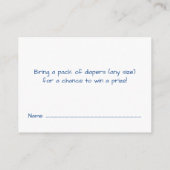 Diaper Raffle Enclosure Card Car Theme エンクロージャーカード (裏面)