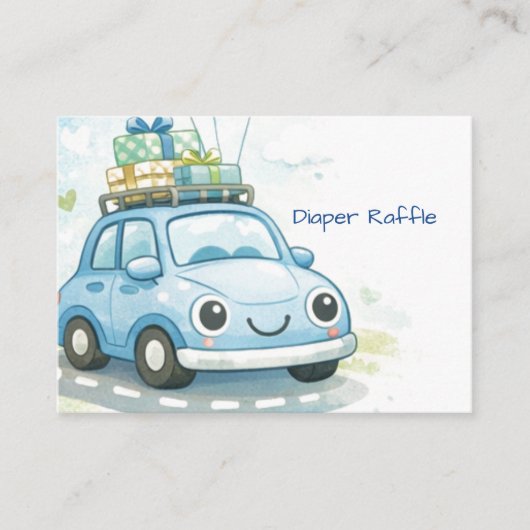 Diaper Raffle Enclosure Card Car Theme エンクロージャーカード (正面)