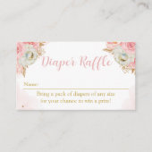 Diaper Raffle Floral pink and gold baby shower エンクロージャーカード (正面)
