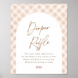 Diaper Raffle Gingham Cutie Pie Baby Shower Sign ポスター