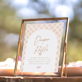 Diaper Raffle Gingham Cutie Pie Baby Shower Sign ポスター