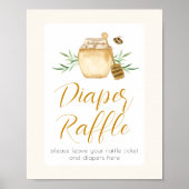 Diaper Raffle Little Honey Bee Baby Shower Table  ポスター (正面)