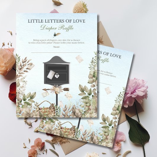 Diaper Raffle Little Love Letters Baby Shower ノートカード