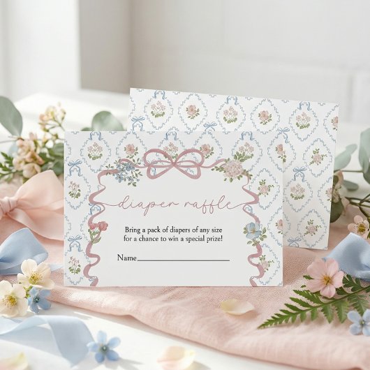 Diaper Raffle Little Wildflower Baby Shower エンクロージャーカード