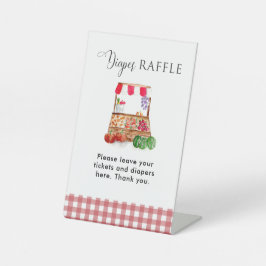 Diaper Raffle Locally Grown Baby Shower Gingham 台座サイン