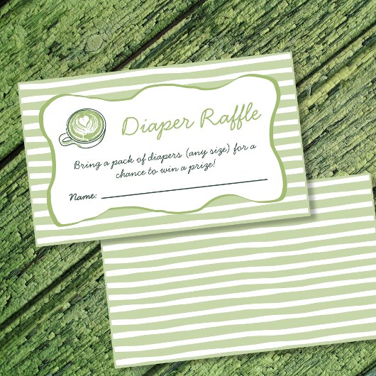 Diaper Raffle Matcha Green Tea Baby Shower エンクロージャーカード