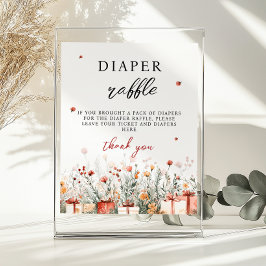 Diaper Raffle Merry Little Baby Shower Game sign ポスター