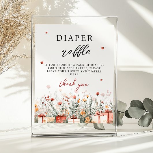 Diaper Raffle Merry Little Baby Shower Game sign ポスター