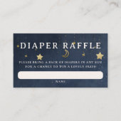 Diaper Raffle Moon Starry Night Blue Baby Shower エンクロージャーカード (正面)