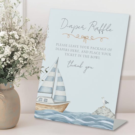Diaper Raffle Nautical Baby Shower 台座サイン