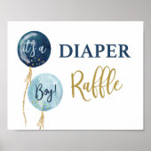 Diaper Raffle navy blue baby shower boy ポスター (正面)