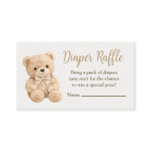 Diaper Raffle Neutral Teddy Bear Baby Shower Boho