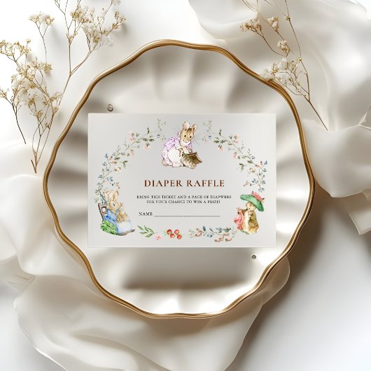 Diaper Raffle Peter Rabbit Baby Shower Ticket エンクロージャーカード