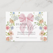 Diaper Raffle Pink Bow Baby Shower エンクロージャーカード (正面)