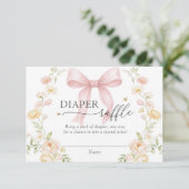 Diaper Raffle Pink Bow Baby Shower Enclosure Card  エンクロージャーカード (スタンド正面)