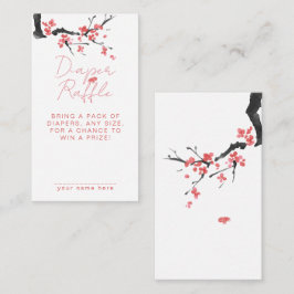 Diaper Raffle Pink Cherry Blossom Baby Shower エンクロージャーカード
