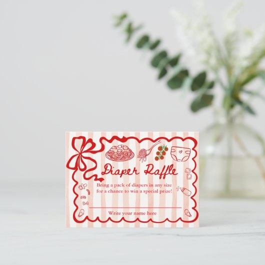 Diaper Raffle Red Bow Frame Enclosure Card エンクロージャーカード (スタンド正面)