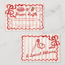 Diaper Raffle Red Bow Frame Enclosure Card エンクロージャーカード