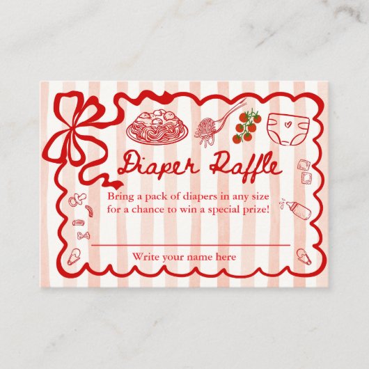Diaper Raffle Red Bow Frame Enclosure Card エンクロージャーカード (正面)