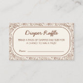 Diaper Raffle Rustic Floral Brown Handwritten エンクロージャーカード (正面)