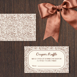 Diaper Raffle Rustic Floral Brown Handwritten エンクロージャーカード