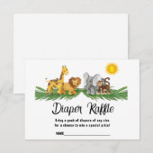 Diaper Raffle Safari Animals Baby Shower Card エンクロージャーカード (正面/裏面)