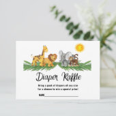 Diaper Raffle Safari Animals Baby Shower Card エンクロージャーカード (スタンド正面)