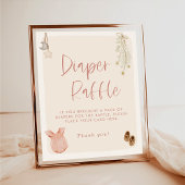 Diaper Raffle Sign, Boho Pink Girl Baby Shower ポスター