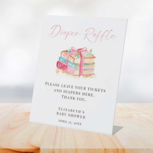Diaper Raffle Sign New Chapter Begins Baby Shower 台座サイン
