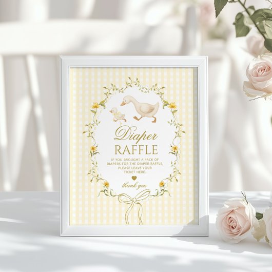 Diaper raffle Silly Goose gender neutral gingham ポスター