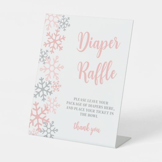 Diaper Raffle Snowflake Winter Baby Shower 台座サイン (正面)