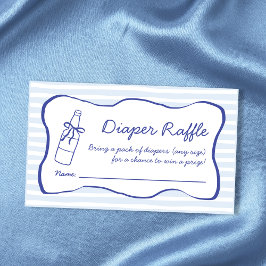 Diaper Raffle Soda Bottle Wavy Blue Baby Shower エンクロージャーカード