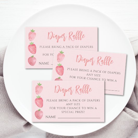 Diaper Raffle Strawberry Baby Shower エンクロージャーカード
