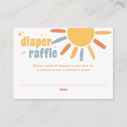 Diaper Raffle Sunshine Baby Shower エンクロージャーカード (正面)