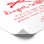 Diaper raffle Sweetheart Baby Shower Red Bow ポスター (角)