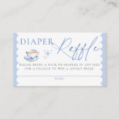 Diaper Raffle Tea Brewing Script Boy Baby Shower エンクロージャーカード (正面)