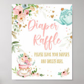 Diaper Raffle Tea Party Baby Brewing Baby Shower ポスター (正面)
