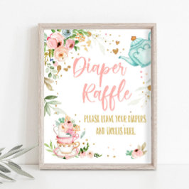 Diaper Raffle Tea Party Baby Brewing Baby Shower ポスター