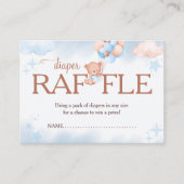 Diaper Raffle Teddy Bear Blue and Blush Baby Showe エンクロージャーカード (正面)