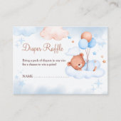 Diaper Raffle Teddy Bear on Cloud Blue Baby Shower エンクロージャーカード (正面)