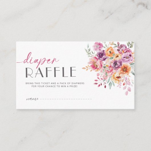 Diaper Raffle Ticket | Baby in Bloom Blush Pink エンクロージャーカード (正面)