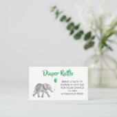 Diaper Raffle Ticket Elephant Baby Shower, Green エンクロージャーカード (スタンド正面)