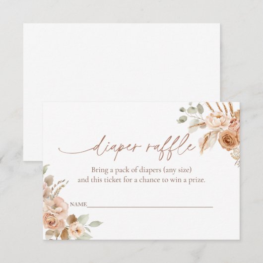 Diaper Raffle Ticket for Baby Shower Insert Card 招待状 (正面/裏面)