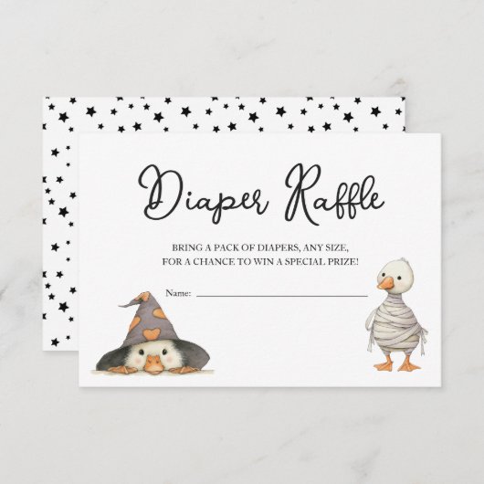 Diaper Raffle ticket halloween goose Baby Shower エンクロージャーカード (正面/裏面)