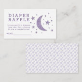 Diaper Raffle Ticket Lilac Stars Baby Shower エンクロージャーカード (正面/裏面)