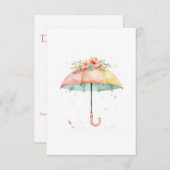 Diaper Raffle Ticket Spring Floral Umbrella Insert エンクロージャーカード (正面/裏面)