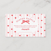 Diaper raffle Valentines Bow heart Baby Shower エンクロージャーカード (正面)
