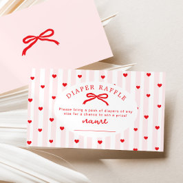 Diaper raffle Valentines Bow heart Baby Shower エンクロージャーカード