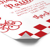 Diaper raffle Whimsical Red Bow Pizza Baby Shower ポスター (角)